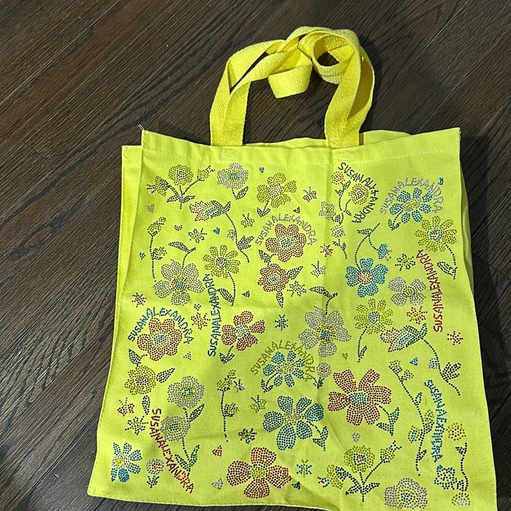 Susan Alexandra beaded yellow tote